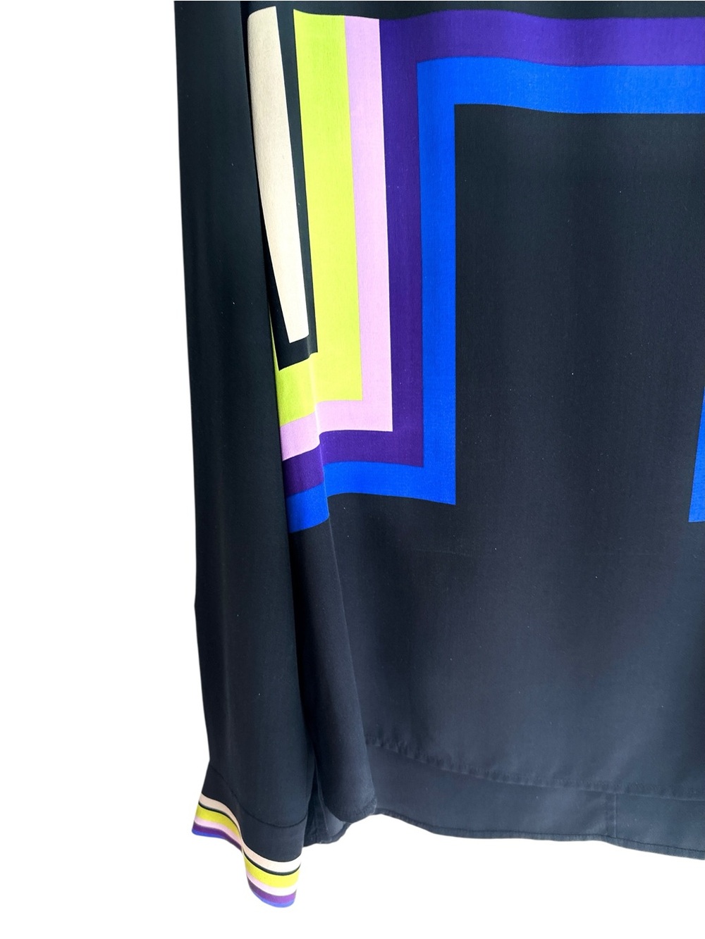 Diane von Furstenberg DVF Runway Perla Print 100% Silk Black Blouse Size 12 - Picture 7 of 10